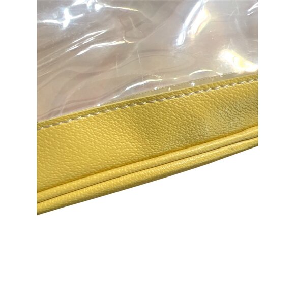 Club A Clear Tote Bag Yellow Faux Leather Dust Bag Footed 15.5" x 10" x 7" - Picture 3 of 7